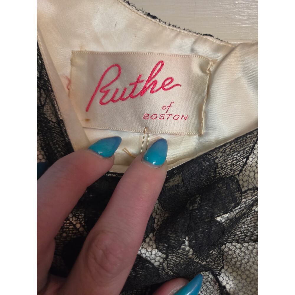 Vintage 1950s Ruthe of Boston Black Lace Cocktail Dress XXS - Picture 3 of 3